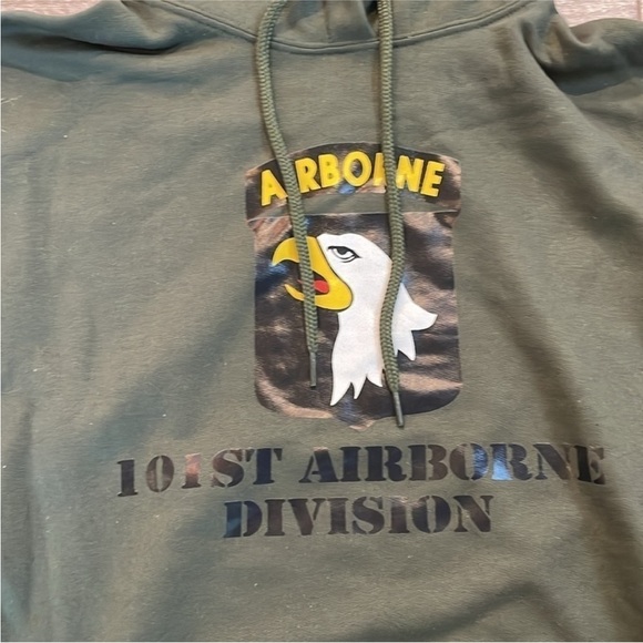 Hunter Green Military Hooded Sweatshirt Size Large. - Picture 3 of 7